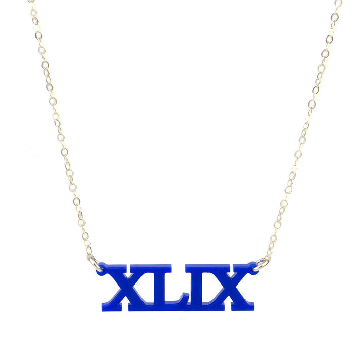 I found this at #moonandlola! - Acrylic Roman Numeral Necklace Cobalt