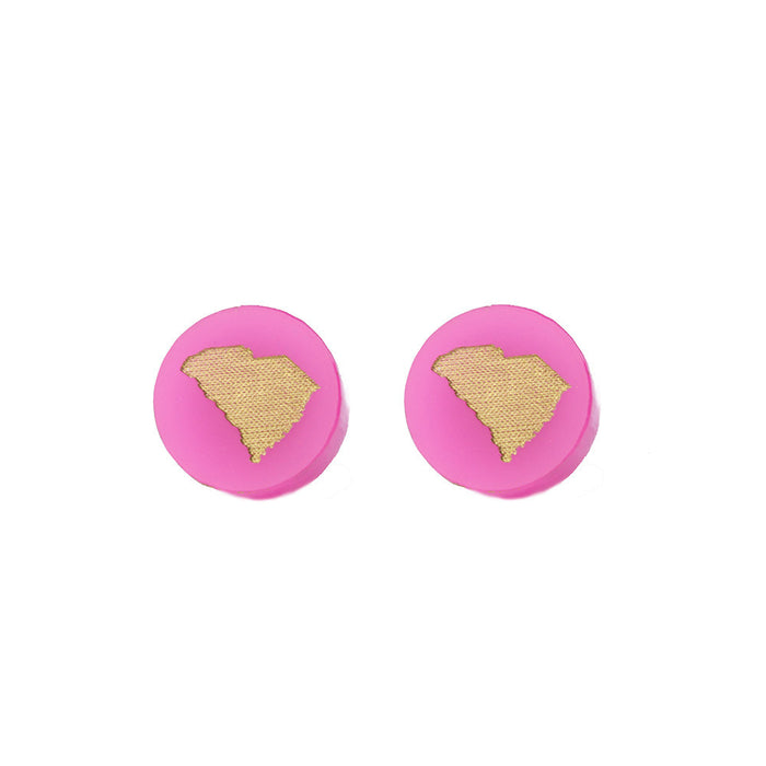 I found this at #moonandlola! - Acrylic Round State Studs Hot Pink