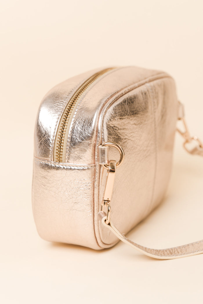 Aurora Champagne Metallic Crossbody Bag