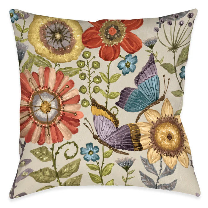 Boho Butterfly Garden Indoor Decorative Pillow