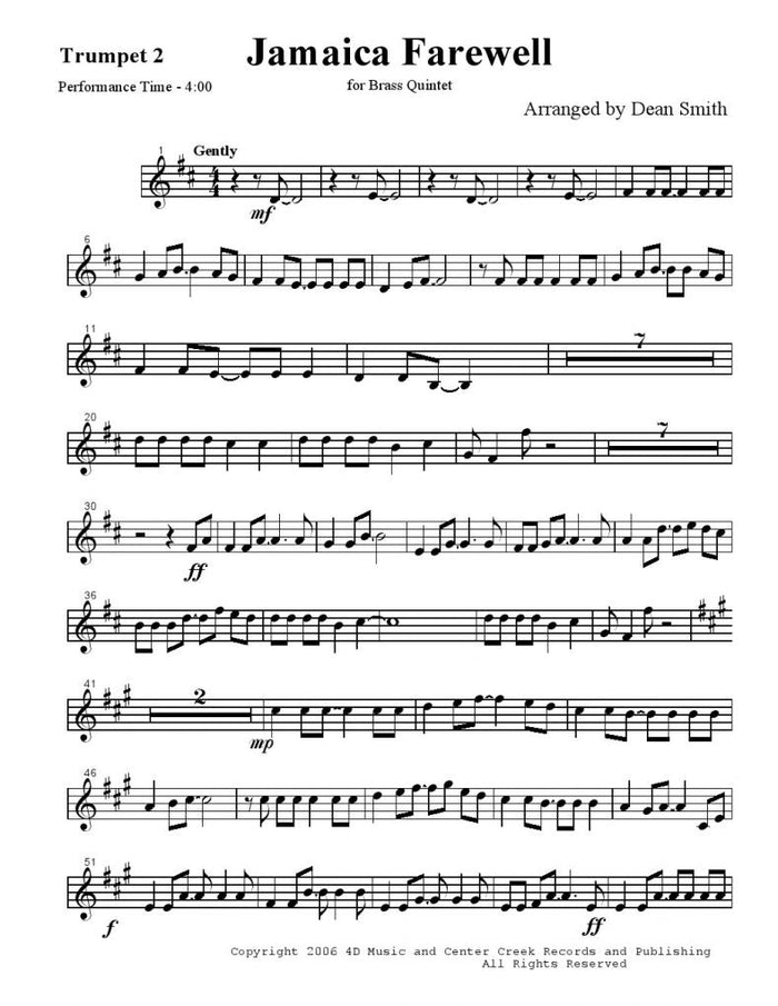 Burgie - Jamaica Farewell - Brass Quintet - Brass Music Online