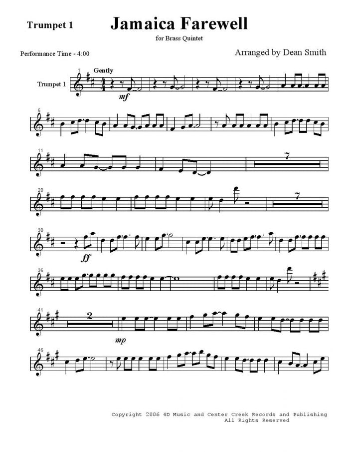 Burgie - Jamaica Farewell - Brass Quintet - Brass Music Online