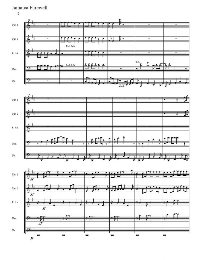 Burgie - Jamaica Farewell - Brass Quintet - Brass Music Online