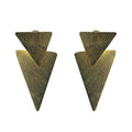 Moon and Lola - Ceylon Earrings brushed gold double triangle post dangles