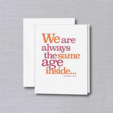 Crane Paper Letterpressed Always the Same Age Birthday Pearl White Greeting Card