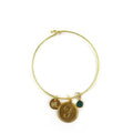 Moon and Lola - Dalton Single Initial and Birthstone Charm Bangle Bracelet
