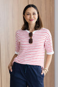 Eleni Red Stripe Knit Tee,Lifestyle