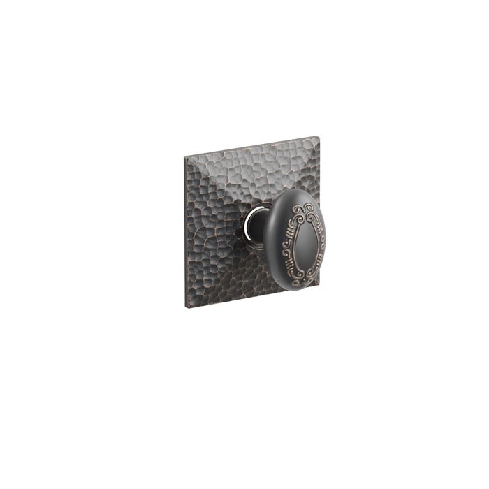 Emtek Concealed Fastener Victoria Knob Set With Hammered Rosette