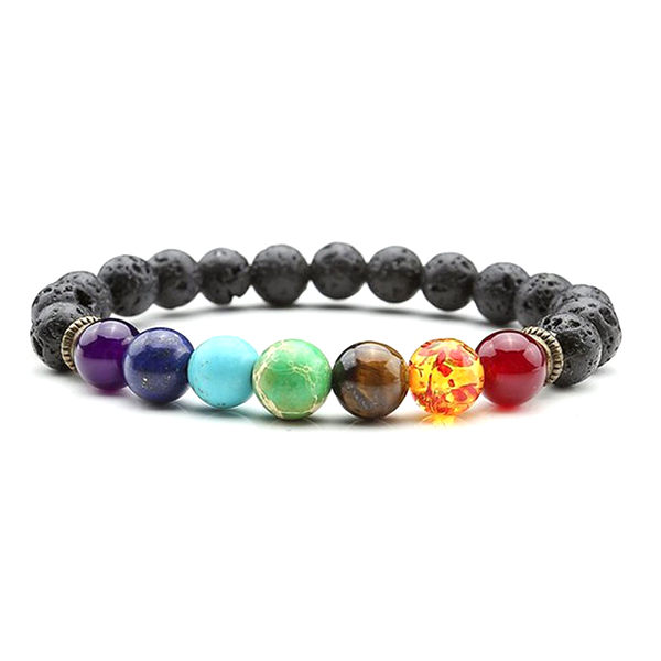 Freeship Wholesale - 7 Chakra Healing Lava Bracelet