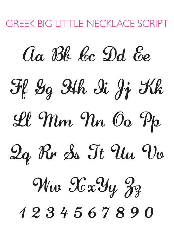 Moon and Lola Greek Script Font Sheet