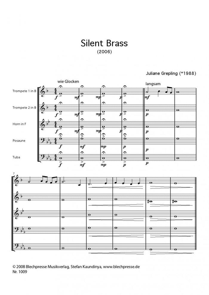 Grepling - Silent Brass for Brass Quintet
