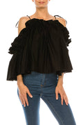 Jack & Jill - Woven Top - Self Tie Cami Strap and Open Shoulders