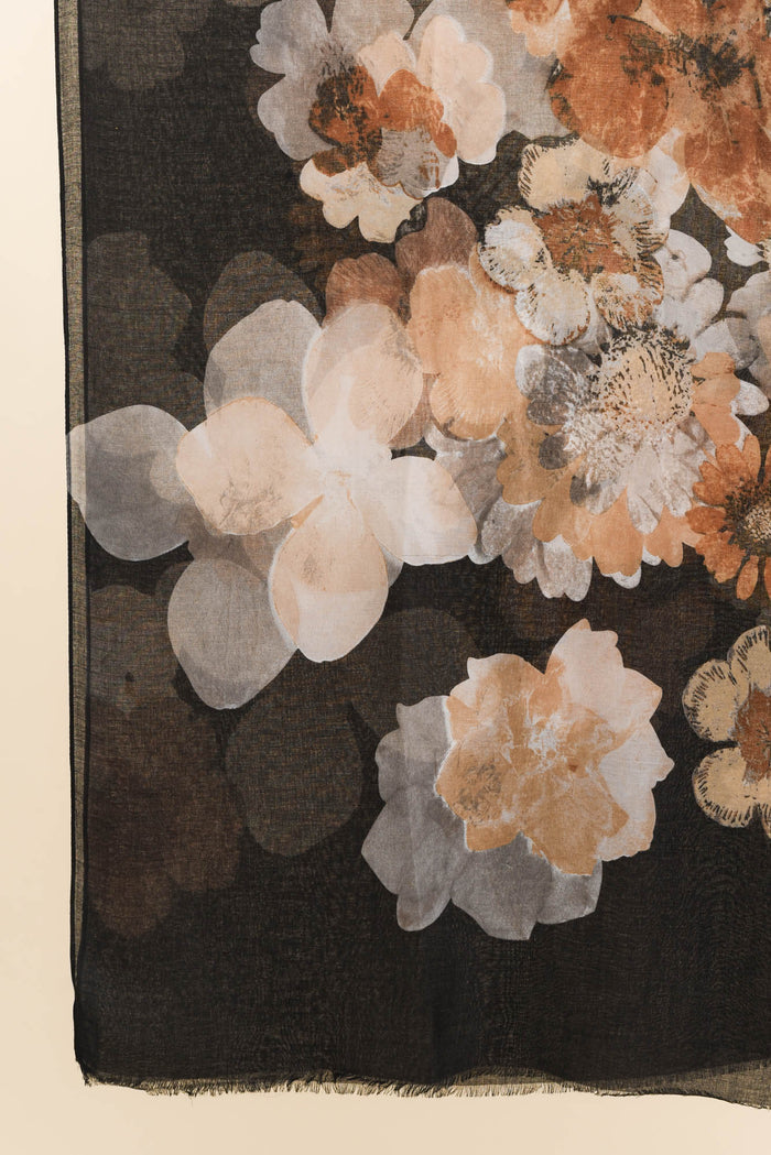 Landry Black Flower Scarf