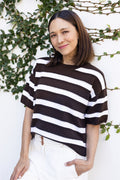 Libby Chocolate Stripe Cotton Top,Lifestyle