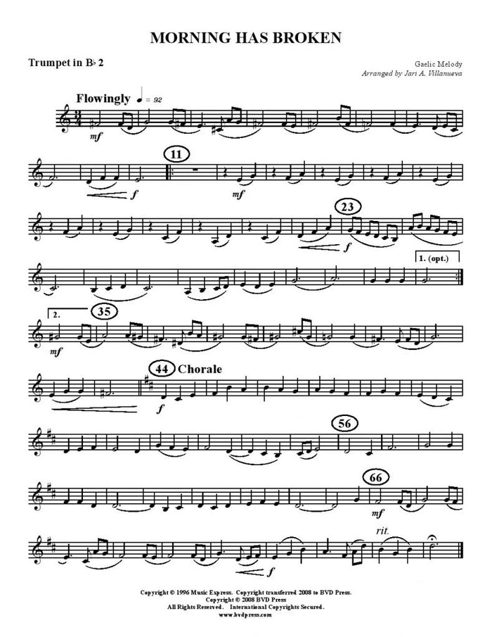 Melody - Morning Has Broken - Brass Quartet