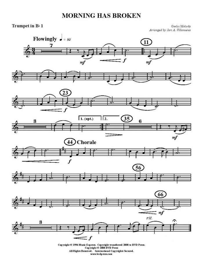 Melody - Morning Has Broken - Brass Quartet