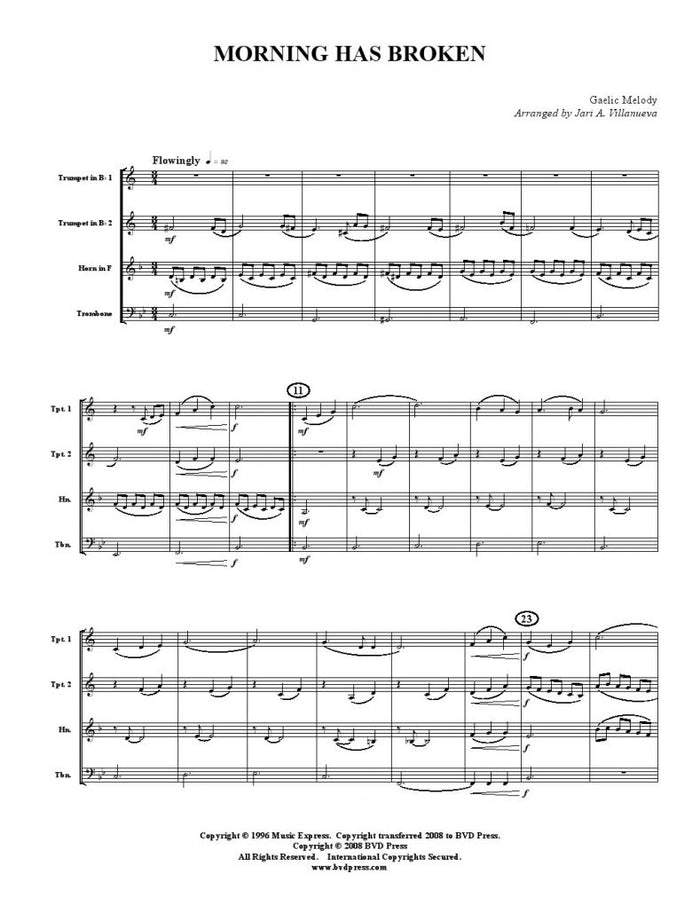 Melody - Morning Has Broken - Brass Quartet