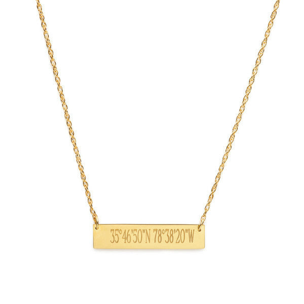 I found this at #moonandlola - Metal Engraved Coordinates Bar Necklace