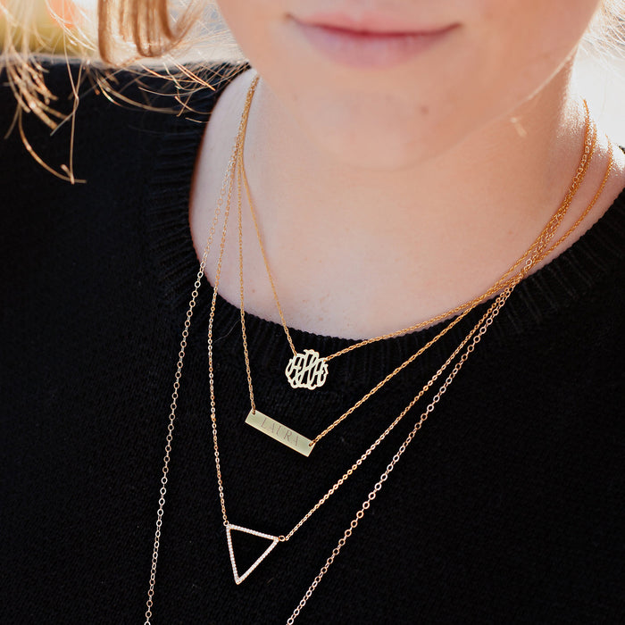 I found this at #moonandlola - Metal Engraved Bar Necklace on model