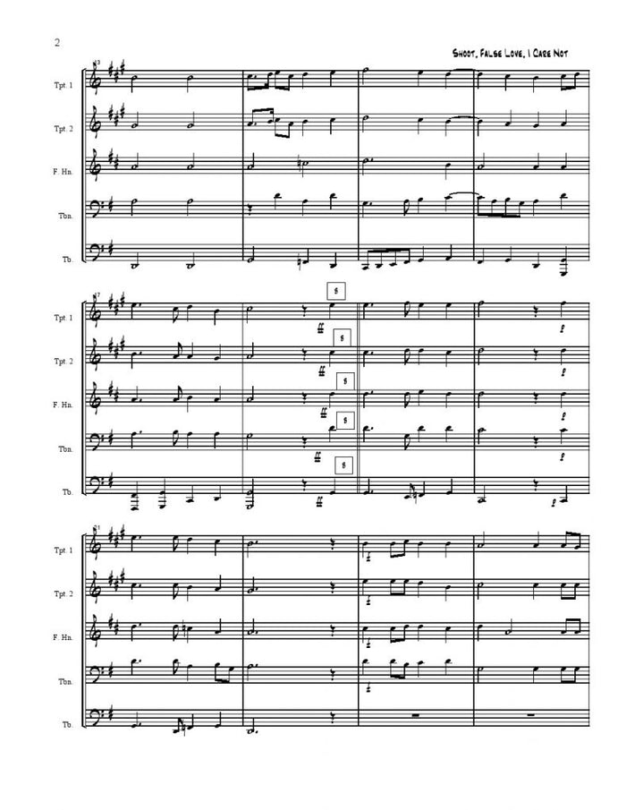 Morley - Shoot, False Love, I Care Not - Brass Quintet