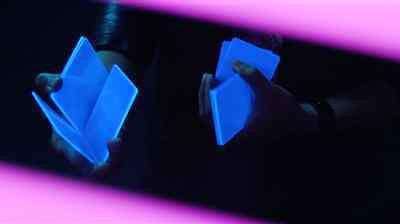 PlayingCardDecks.com-Neon Blue Deck by Sans Mind Creative 9 Piece Acrylic Cardistry Black Light Glow