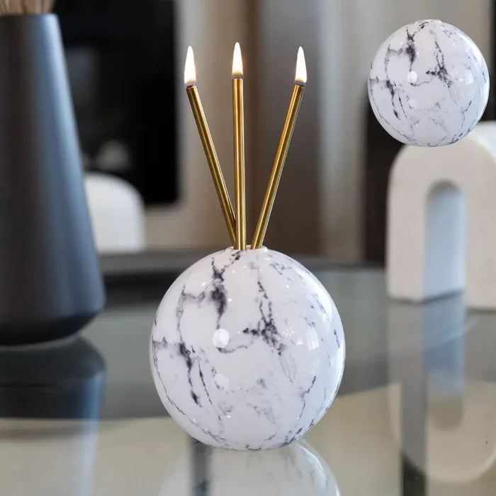 Neva White Marble Vase For Everlasting Candles