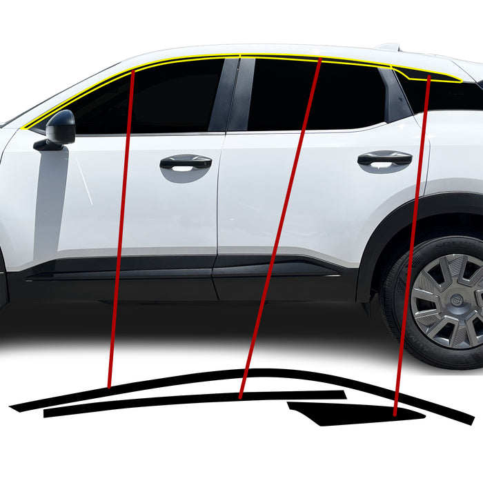 Nissan Kicks 2025-2026 Blackout Chrome Delete Kit – Precut Gloss Black Vinyl Overlays