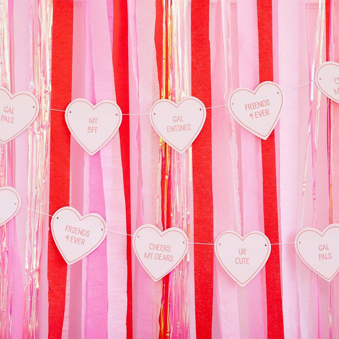 Pink Chipboard Heart Banner - bubblegum market