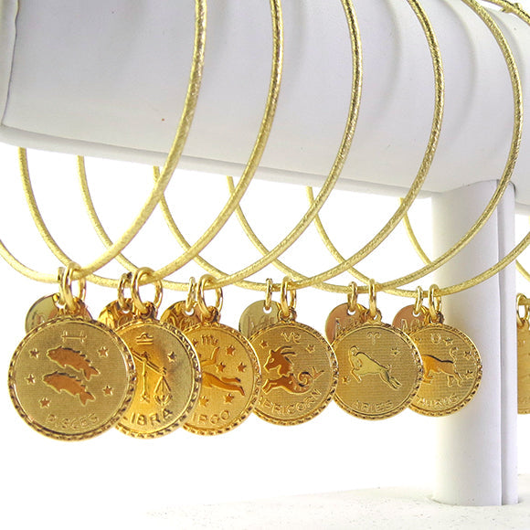Pre-pack - 12 Zodiac Charm Bangles (WS) - Moon and Lola