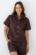 Quinn Chocolate Denim Collared Shirt,Lifestyle