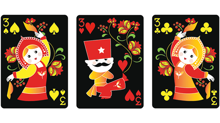 PlayingCardDecks.com-Russian Folk Art Limited Edition Black Playing Cards USPCC