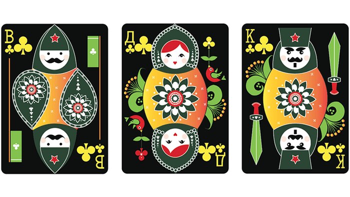 PlayingCardDecks.com-Russian Folk Art Limited Edition Black Playing Cards USPCC