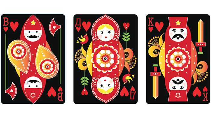 PlayingCardDecks.com-Russian Folk Art Limited Edition Black Playing Cards USPCC