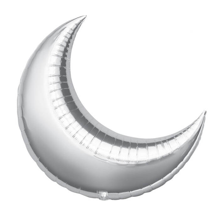 Silver Crescent Moon Foil Balloon 35" - bubblegum market