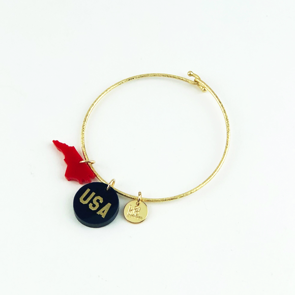 Moon and Lola - USA Charm on Nora Bangle with Mini State Charm