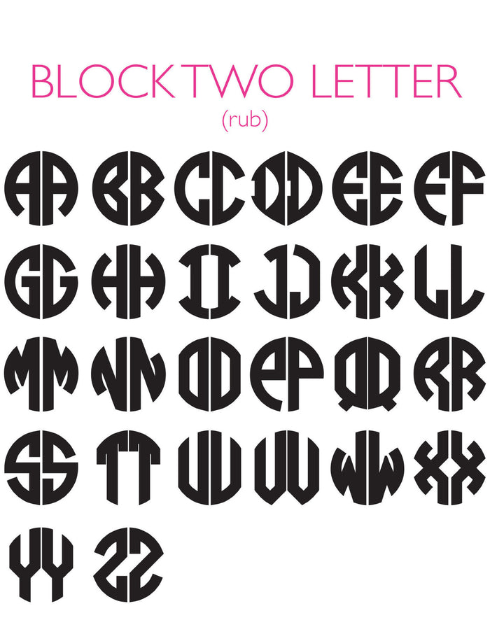 I found this at #moonandlola! - 2 Letter Block Monogram Font Chart