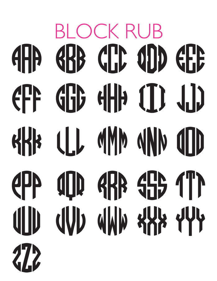 I found this at #moonandlola! - Block Monogram Font Chart