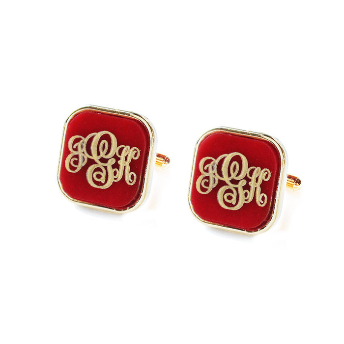 I found this at #moonandlola! - Vineyard Square Monogram Cuff Links Script Font