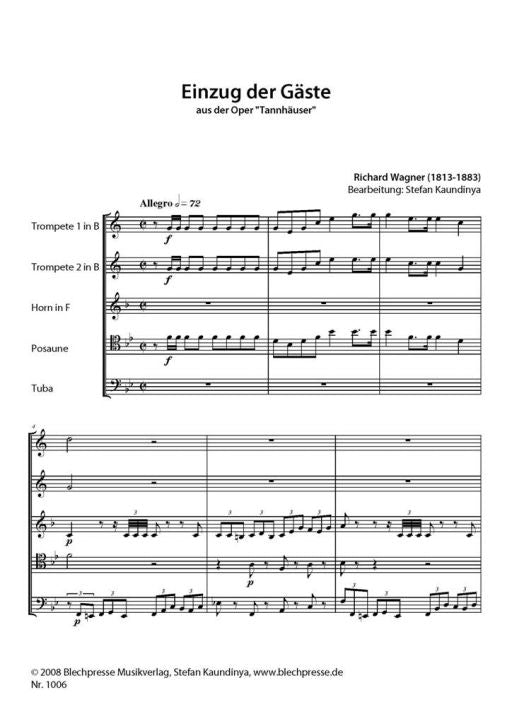 Wagner - Entry of the Guests from Tannhauser - Brass Quintet