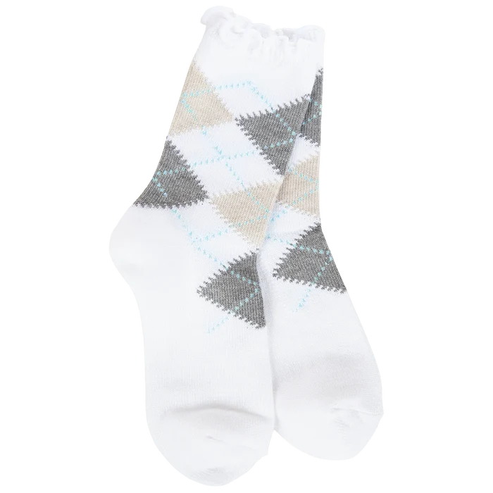 Weekend Argyle Ruffle Mini Crew