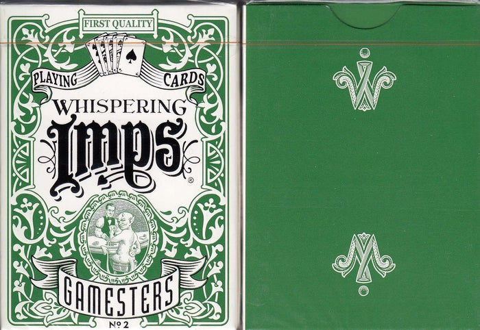 PlayingCardDecks.com-Whispering Imps Gamesters Exclusive Green Playing Cards EPCC