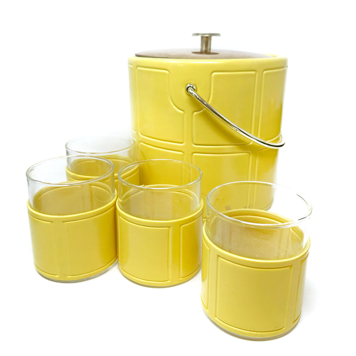 YELLOW ICE  BUCKET + GLASSES